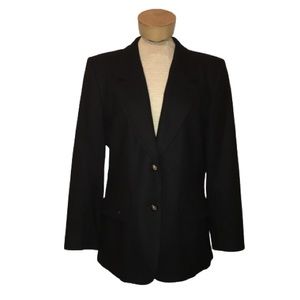 Pendleton Two Button Black Virgin Wool Blazer 10